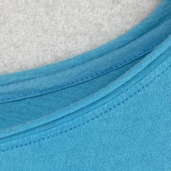 EILEEN FISHER Top M Fine Cotton Jersey Raw Hems Boat Neck Long Sleeve Blue - Picture 6 of 11